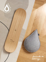 Produktfoto Topshot des dryBoard  Sets mit dryDrop Balance Board aus Holz.